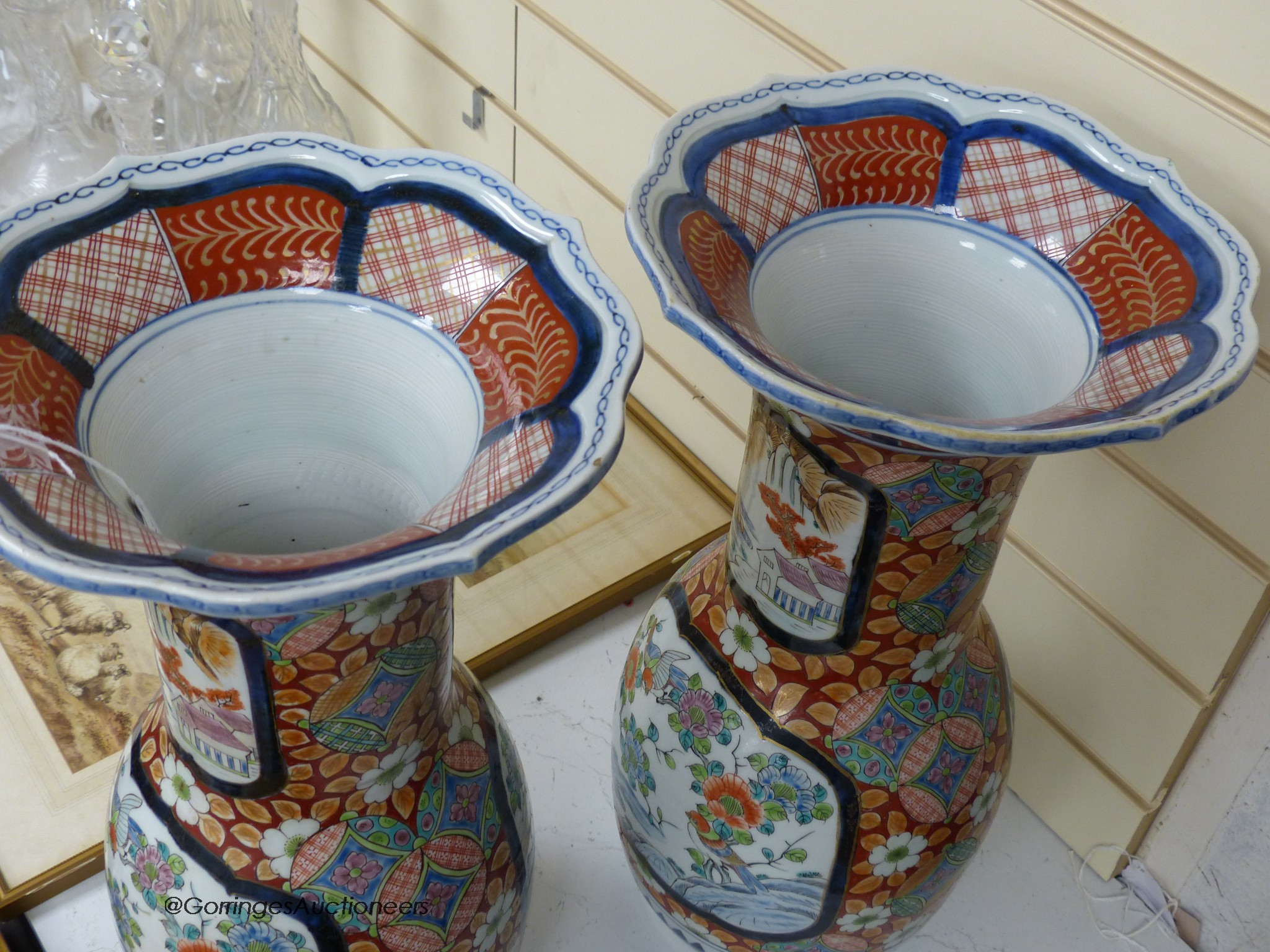 A large pair Kutani style vases, height 46cm